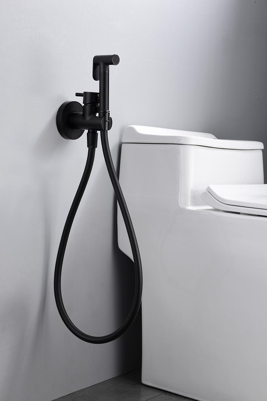 ROBINET DE BIDET ENCASTRÉ À LEVIER UNIQUE NOIR MAT SÉRIE MUNICH