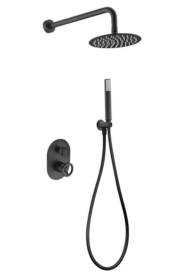 ENSEMBLE DE DOUCHE ENCASTRÉ MONOCOMMANDE NOIR MAT SÉRIE OLIMPO